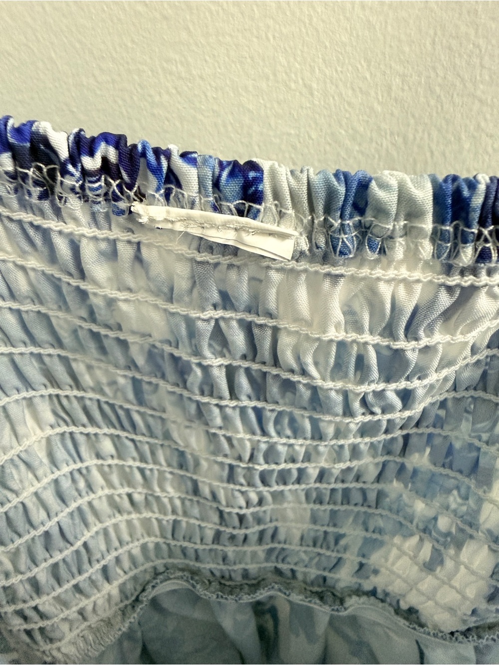 Blue & White Floral Chinoiserie Tie-Shoulder Bustier Dress (Size S) - Picture 4 of 6